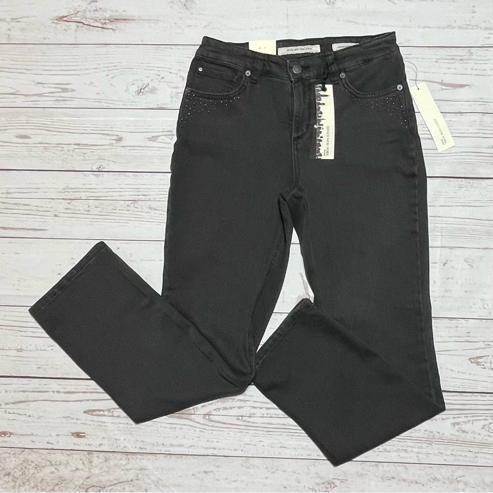 Jones New York Lexington Black Straight Leg Pants 8P